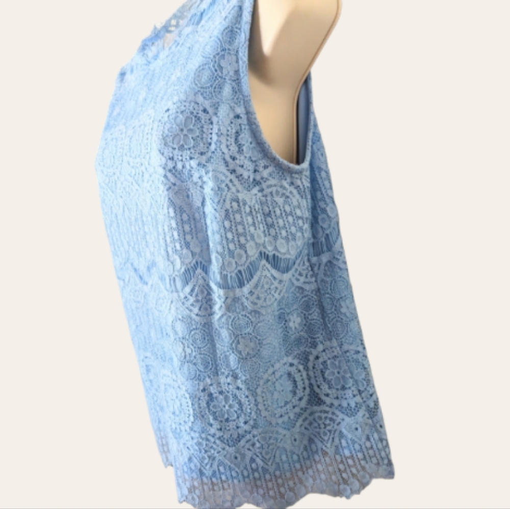 😎🪻4/$20 Est 1946 Crochet Top Light Blue - Picture 6 of 11